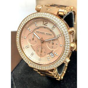 Michael Kors Women's Watch MK5538 Parker Quartz Chronograph Rose Gold Tortoise